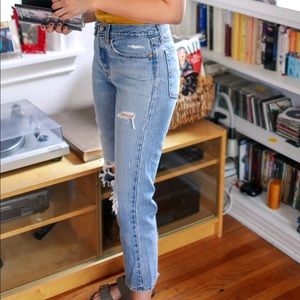 wedgie high waist ripped crop straight leg jeans